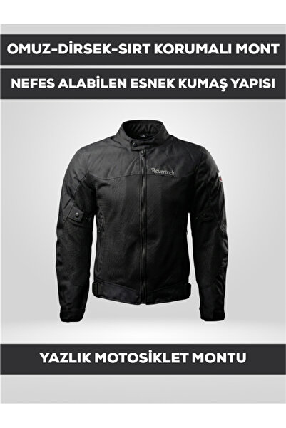 REVERTECH سترة صيفية سوداء شبكية للدراجات النارية، خفيفة الوزن وقابلة للتنفس،...