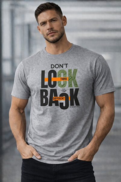 herkesemoda Lock Back Text Detailed Basic T-Shirt