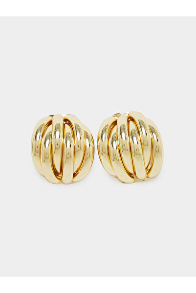Styli Gold Ribbed Hoop Earrings