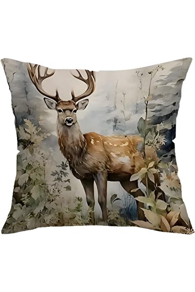 Other Față de Pernă Crăciun - Bumbac Tip In, Model cu Ren - Decorativă, 45x45 cm