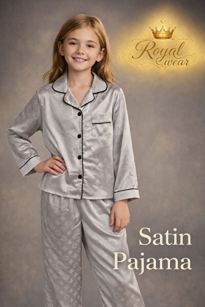 LaFont بجامة بناتي ساتان الاجميله كم طويل ياقه قلاب