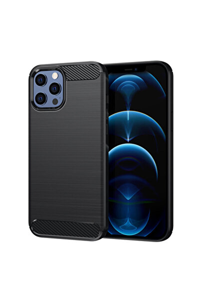 Techsuit Θήκη σιλικόνης από ανθρακονήματα για iPhone 12 Pro Max, μαύρη