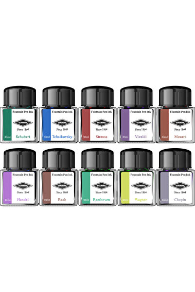 Diamine Set de 10 sticle de cerneală muzicală
