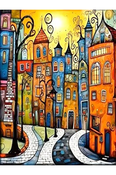 ÇeşitPınarı Boncuk İşleme Goblen Kiti 5D Evler Temalı