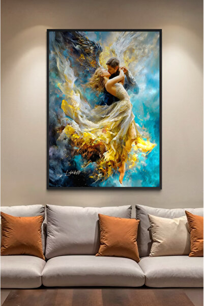 ARTAN GALLERY İtalyan Kadife Aşk Temalı Duvar Tablosu | Melek Kanatlı | Yağlı...
