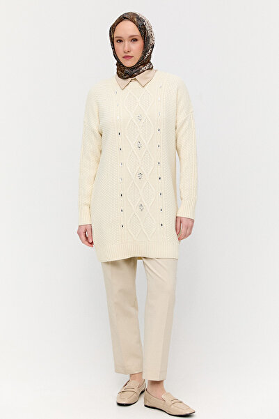 Setrms Taşlı Desenli Triko Tunik