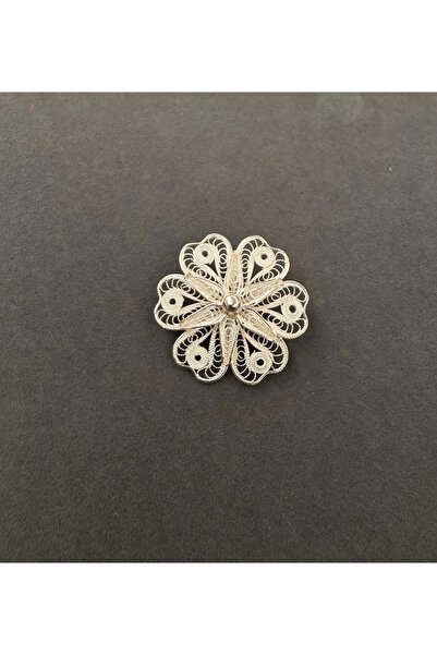 Agai Silver Papatya Model Telkari El İşçiliği 925 Ayar Gümüş Sadakat Hanım Albora Dizisi Broşu