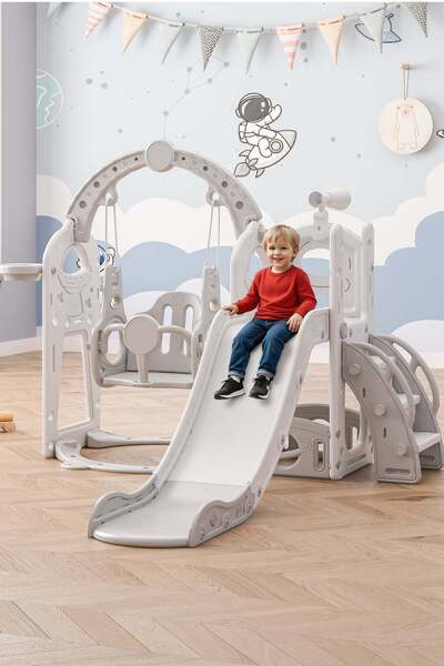 Generic Amoyls 5-in-1 Kids Slide and Swing Set with Basketball Hoop, Storage ...