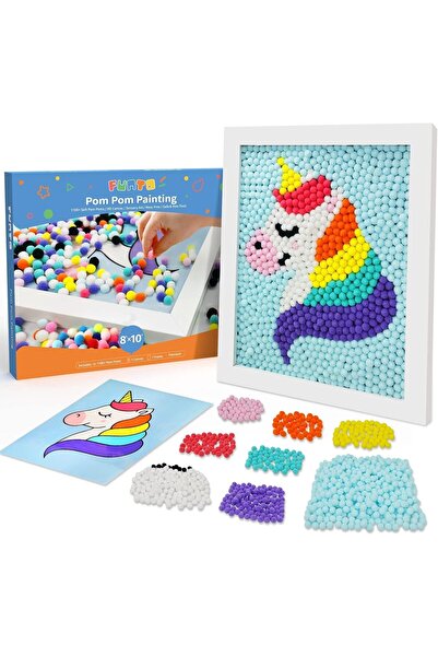 Other Funto Unicorn Pompom Art Set - 1100 Pompoms, Canvas and Frame - 25x25 c...