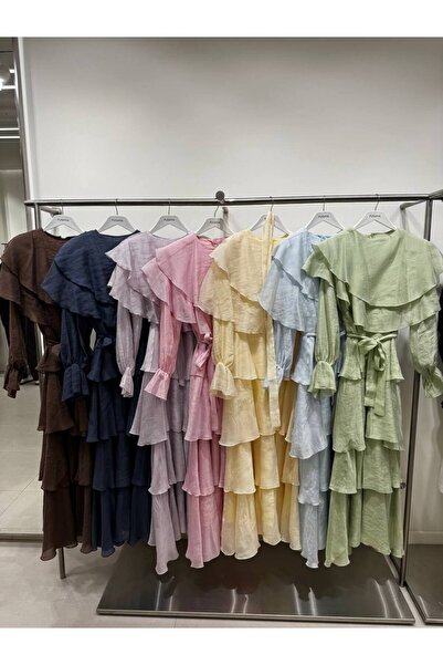 Aryen Cape Detailed Flounce Dress