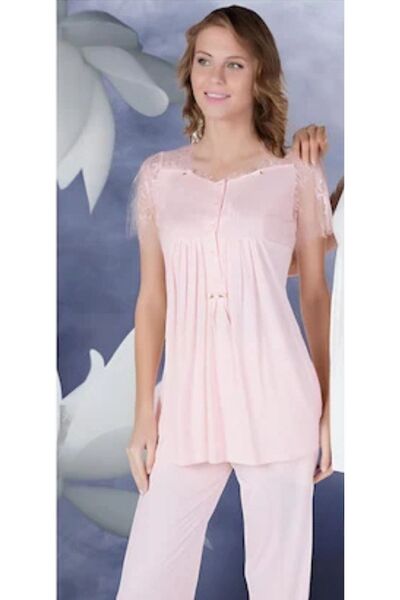 Bone Club Δαντελωτό κοντομάνικο σετ γυναικείας πιτζάμας