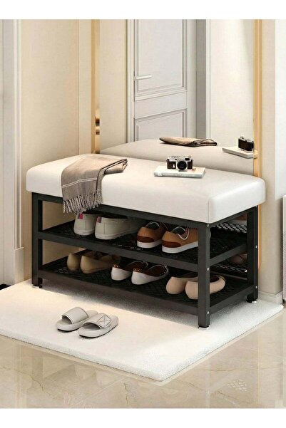 M SMART Stylish and Modern Shoe Cabinet 60x32x15cm-With a Two-Tier Leather St...