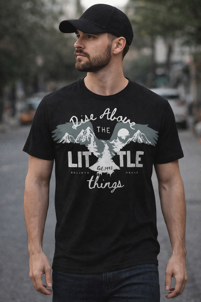 herkesemoda Litte Things Basic T-Shirt with Text Detail