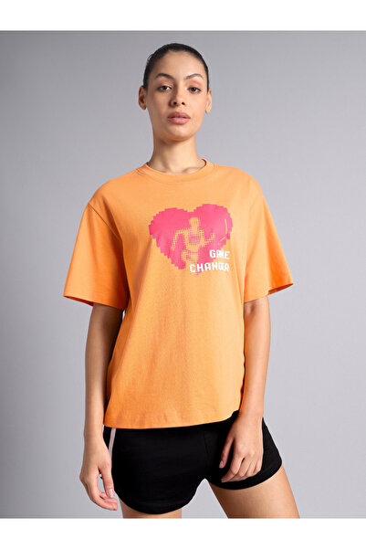 Cult By Styli Women Orange Graphic Relaxed Fit T-Shirt