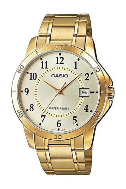 Casio Men's Wristwatch with Stainless Steel Band Model MTP-004G-9B - 47mm - Gold