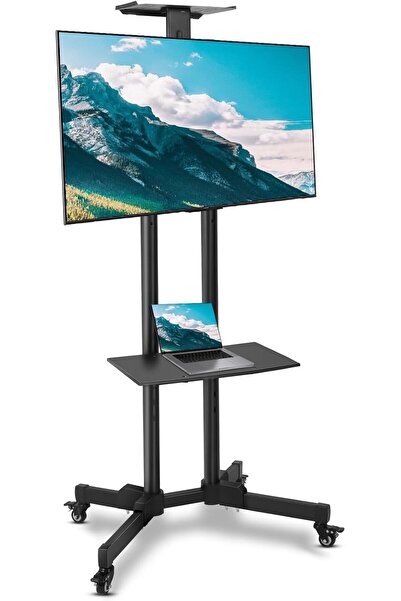 Aztech TV Stand Rolling TV Cart for 32-75 Inch, LED 4K Flat Curved TV,50 kg, ...