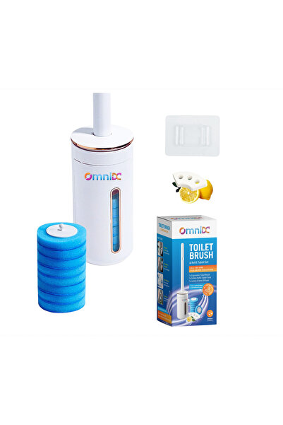 OmniDC Perie Toaleta Cu 32 Bureti de Rezerva si 3 Difuzor Aroma Lamaie, Monta...