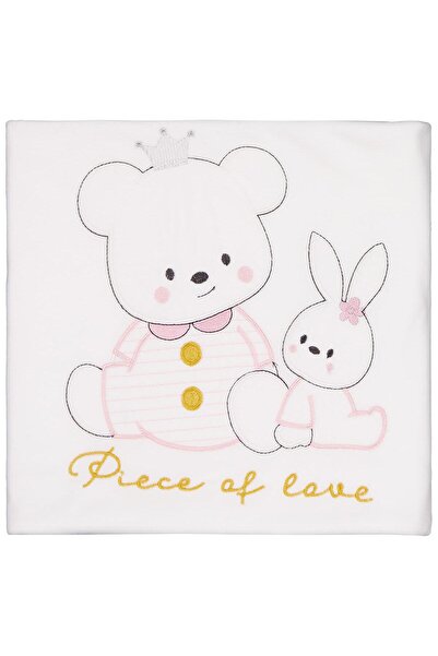 Albimini Girl Bear Rabbit Embroidery Blanket - Ecru Standard