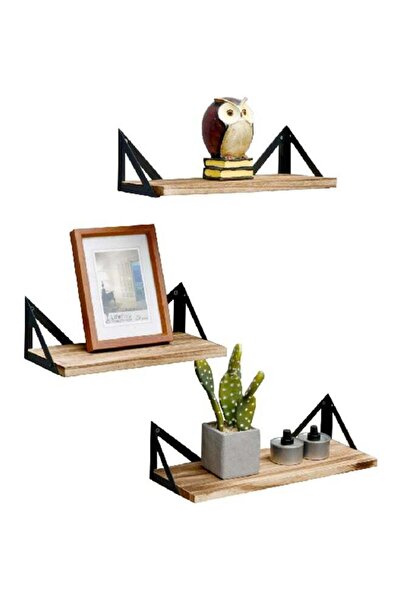 Generic HoneyBee 3-Piece Rustic Wood Floating Wall Shelves