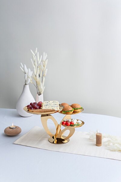 MATSteel 3'lü Ayaklı Tatlı Sunum Tabağı