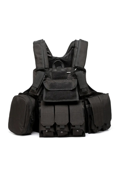 zola Vestă tactică airsoft, 8 buzunare, nailon, neagră