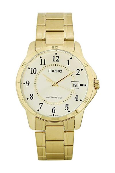 Casio ساعة رجالية مقاومة للماء، موديل MTP-V004G-9BUDF - 47 مم - ذهبية