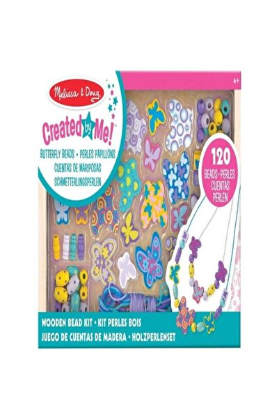 Melissa & Doug من صنعي! مجموعة خرز الفراشة الخشبية