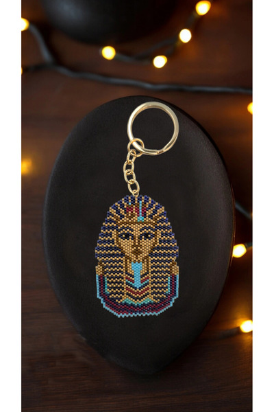 SEARD Miyuki Beads Handmade Cleopatra Egyptian Pharaoh Keychain/Bag Ornament 2