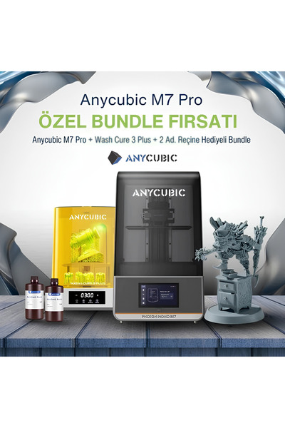 Anycubic M7 Pro 14K Reçineli 3D Yazıcı Wash & Cure 3 Plus Yıkama ve Kürleme S...
