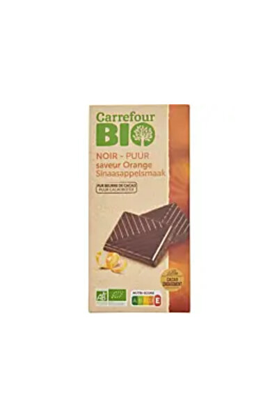 Carrefour Bio Ciocolată neagră cu portocale 100g