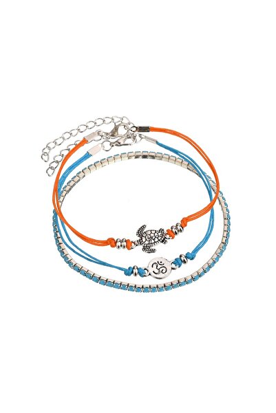 EFAYN.RO Set 3 bratari dama, mana sau glezna, pandantiv broasca testoasa, alb...