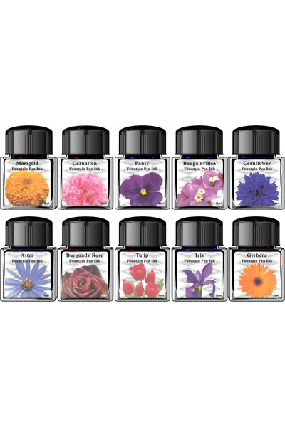 Diamine Set de 10 sticle de cerneală cu flori