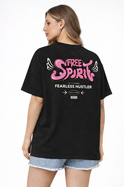 herkesemoda Μπλουζάκι Free Spirit Basic με λεπτομέρεια κειμένου