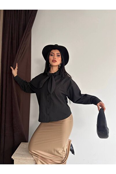 ParlaMira Women's Polyviscon Bow Detailed Shirt