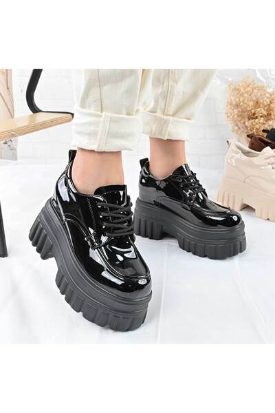 Tmall Women's casual shoes,Platform, -leather, P1301, Black