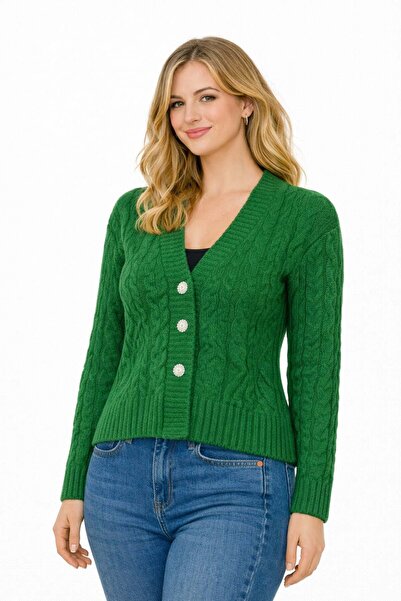 ModaPlaza Women's Three Button Cardigan 7413