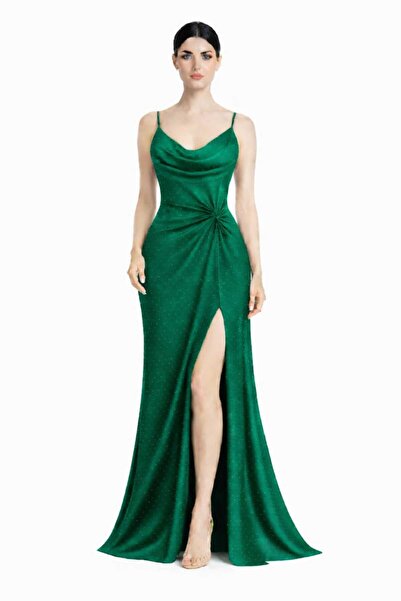 CHEVALIER FASHION Women's Elegant Evening Maxi Dress with Draped Bodice, Rhin...
