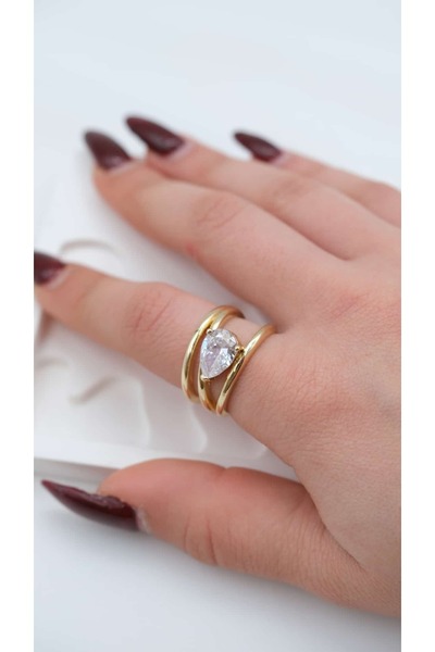 Jerie Drop Stone Detail Multi-View Adjustable Ring
