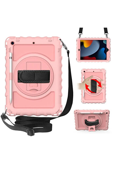 Other Husă iPad 9/8/7 10.2 - Protecție 3 straturi, Suport 360, Curea umăr - Roz