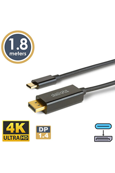 DELIGHT Cablu USB-C la DisplayPort v1.4 4K 60Hz 1.8m 20335B