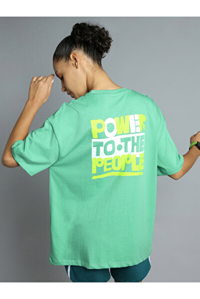 Cult By Styli Women Green Oversized Back Graphic T-Shirt