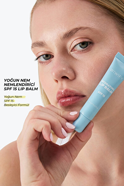 WIWIFY Hydrating Lip Balm SPF 15, Şeffaf & Parlak Bitişli Güneş Korumalı Dudak Bakımı