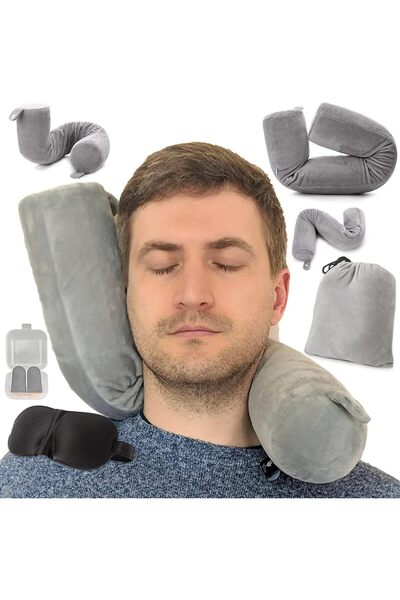 NO BRAND Pernă de gât tip avion, reglabilă, pernă de călătorie, pernă flexibi...