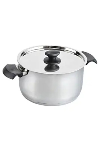 Carrefour Oală Home Essentials din oțel inoxidabil cu capac, 24 cm, argintiu