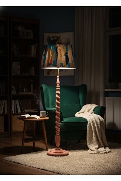 DecorKa Lampadar "Artisanal" din Lemn de Stejar - Design Unic, Pictat Manual,...