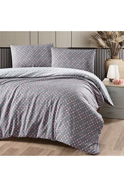 First Choice Double bed linen Cotton ranforce Eldon Grey with triangles