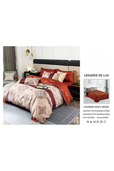 FIONNA.RO Lenjerie De Pat Din Finet Satinat - Caramiziu Royal