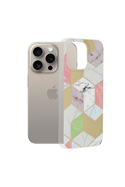 Techsuit iPhone 15 Pro Max Marble, Purple Hex Case