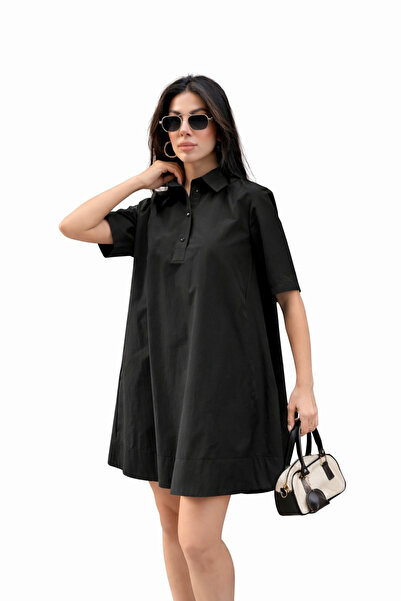 kikiriktekstil 10952 Women's Bell Cut Shirt Dress with Side Pocket Detail