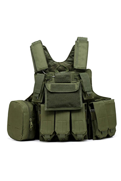 zola Vestă tactică airsoft, 8 buzunare, nailon, verde